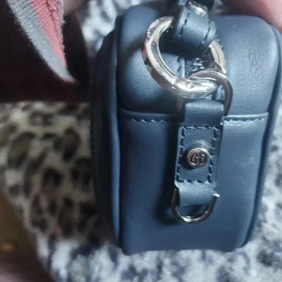 Caroline Neron | Opera Navy Crossbody Leather Mini Camera Bag with Tassel - Picture 12 of 15